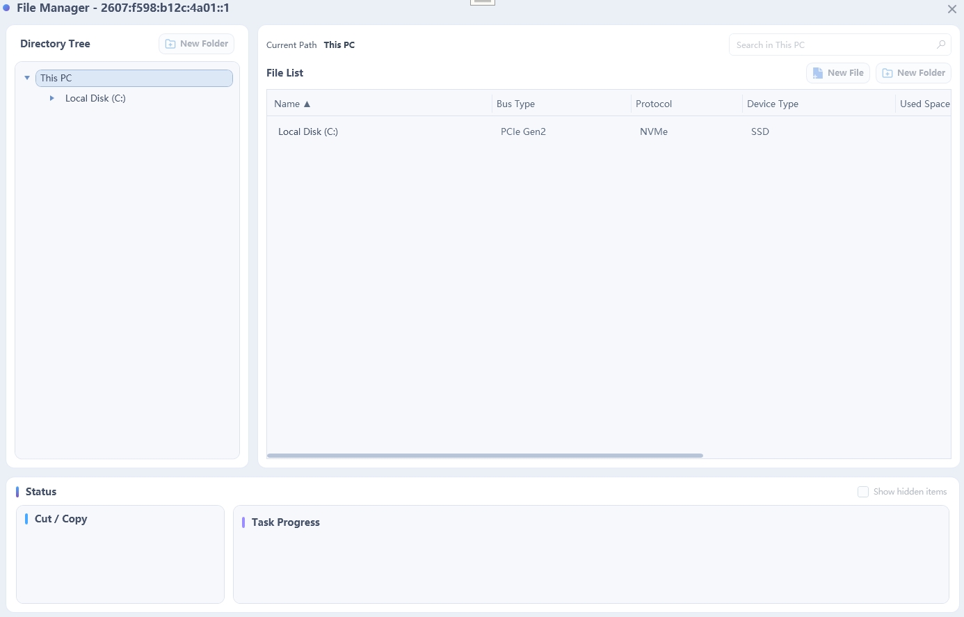 File manager — browse and manage files on connected devices